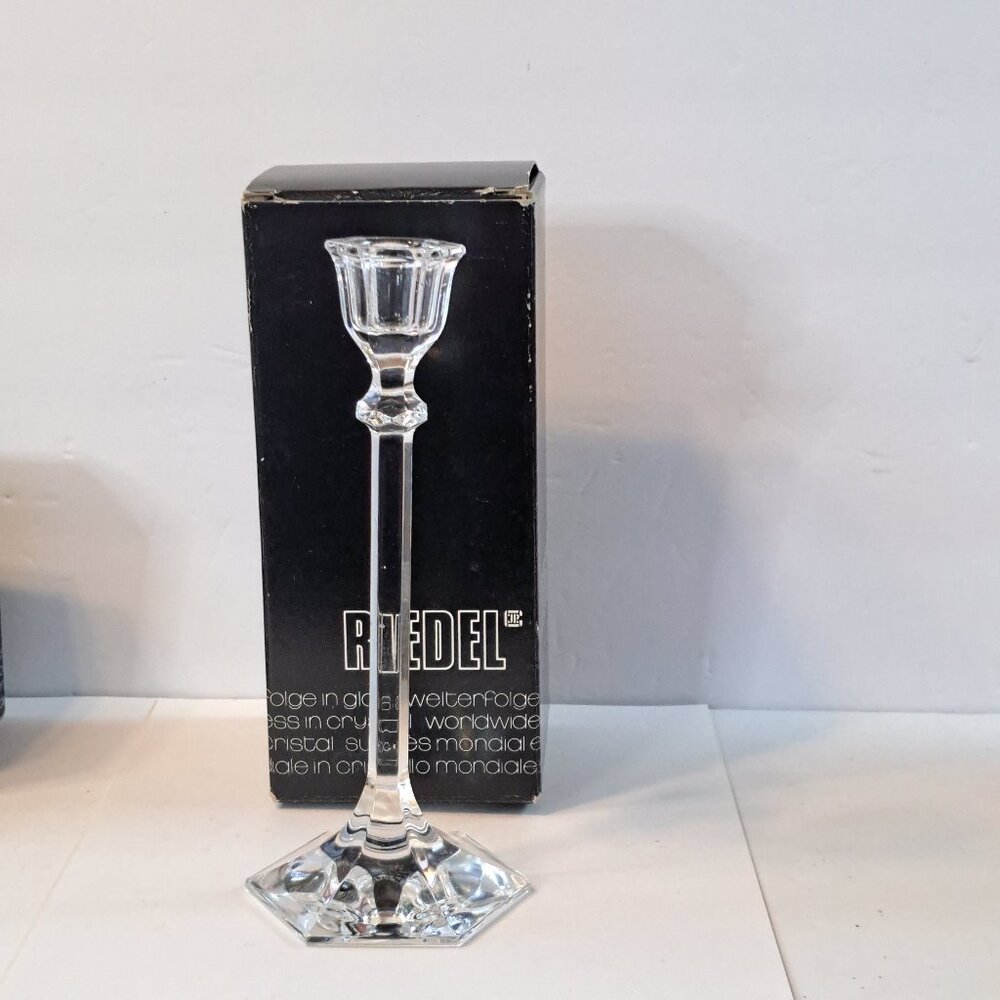 Vintage JR Riedel Crystal Candle Sticks 8” Candleholders Marked
